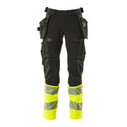 Mascot Accelerate Safe Trousers with Holster Pockets - Black/Hi-Vis Yellow #colour_black-hi-vis-yellow