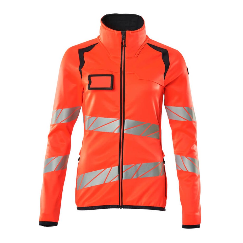 Mascot Accelerate Safe Ladies Microfleece Jacket with Zipper #colour_hi-vis-red-dark-navy
