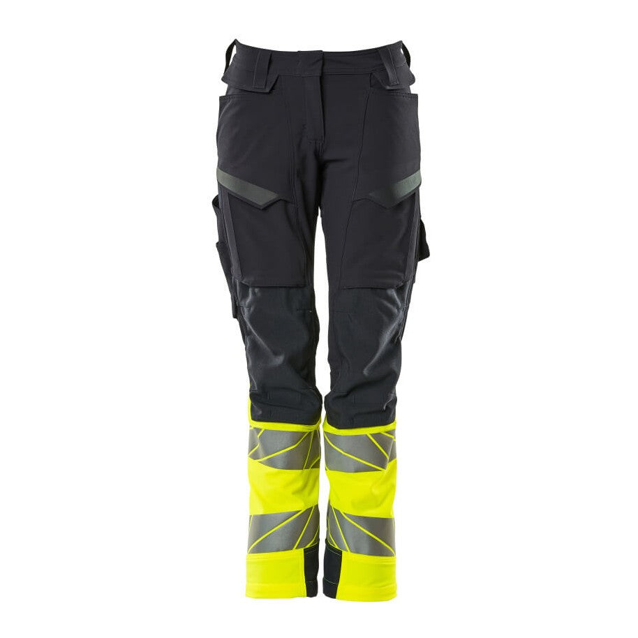 Mascot Accelerate Safe Ladies Diamond Fit Trousers with Kneepad Pockets - Navy/Hi-Vis Yellow #colour_navy-hi-vis-yellow