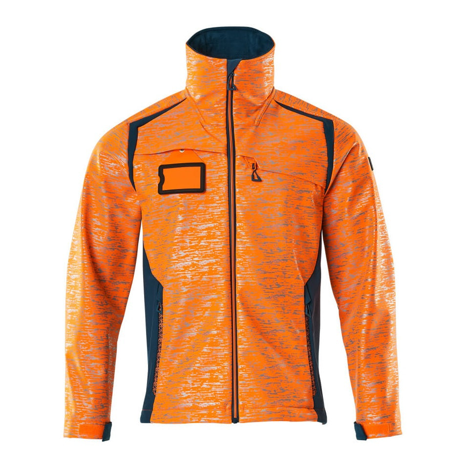 Mascot Accelerate Safe Softshell Jacket with Reflectors #colour_hi-vis-orange-dark-petroleum