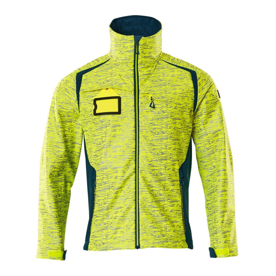 Mascot Accelerate Safe Softshell Jacket with Reflectors #colour_hi-vis-yellow-dark-petroleum