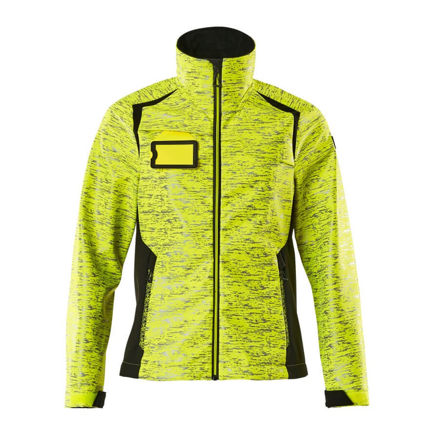 Mascot Accelerate Safe Ladies Fit Softshell Jacket with Reflectors #colour_hi-vis-yellow-black
