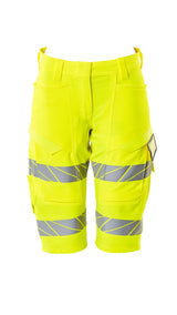 Mascot Accelerate Safe Ladies Diamond Fit Stretch Shorts #colour_hi-vis-yellow