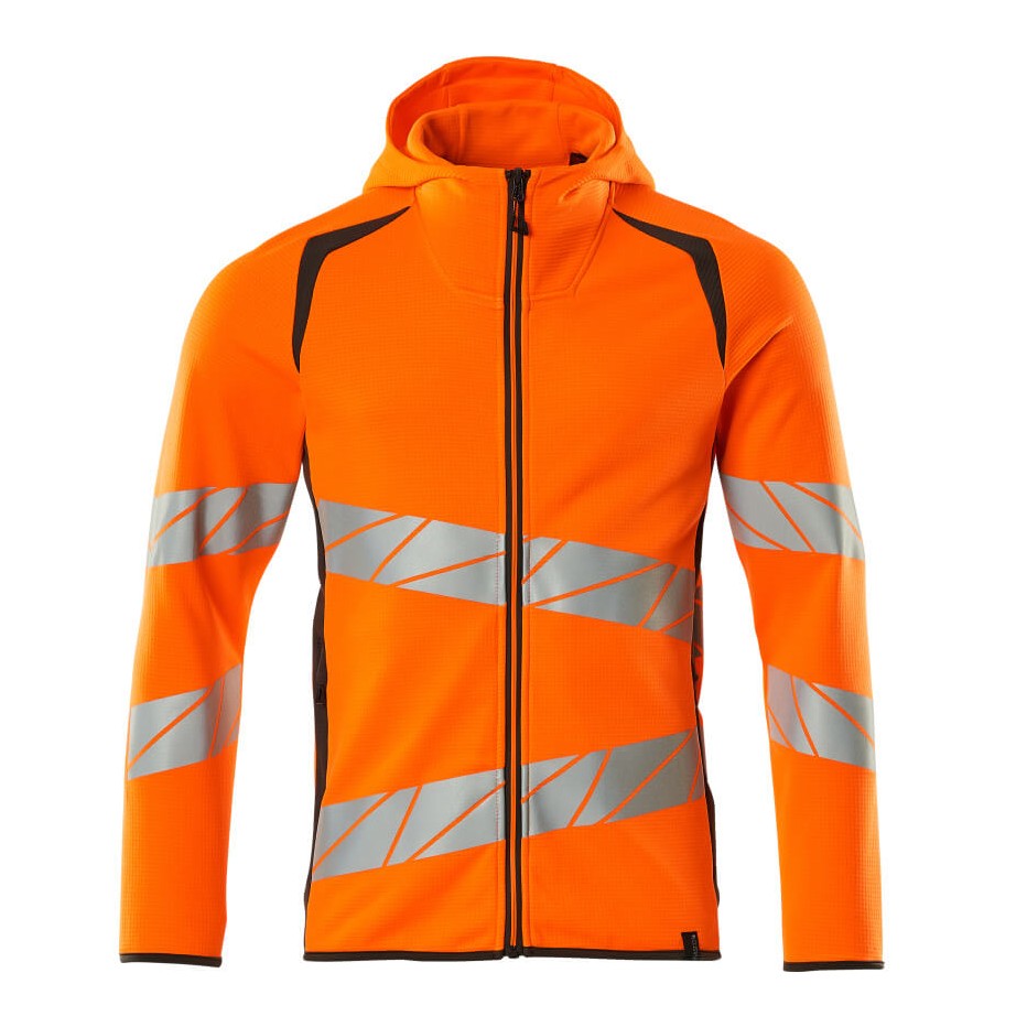 Mascot Accelerate Safe Hoodie with Zipper #colour_hi-vis-orange-dark-anthracite