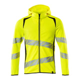 Mascot Accelerate Safe Hoodie with Zipper #colour_hi-vis-yellow-dark-navy