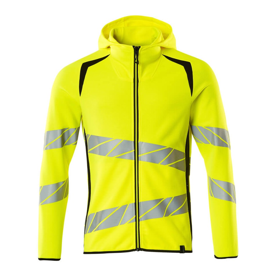 Mascot Accelerate Safe Hoodie with Zipper #colour_hi-vis-yellow-black