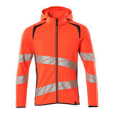 Mascot Accelerate Safe Hoodie with Zipper #colour_hi-vis-red-dark-navy