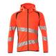 Mascot Accelerate Safe Hoodie with Zipper #colour_hi-vis-red-dark-navy