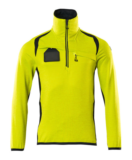 Mascot Accelerate Safe Microfleece Jacket with Half Zip #colour_hi-vis-yellow-dark-navy