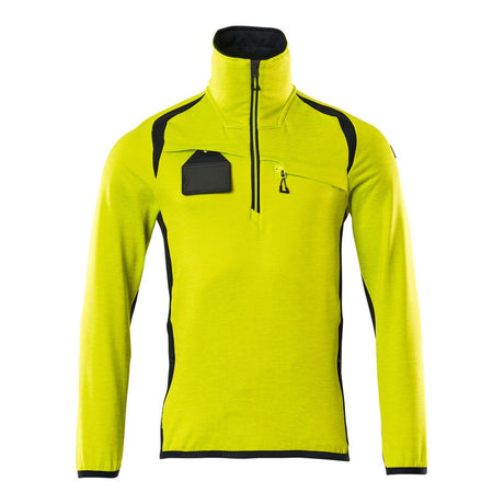 Mascot Accelerate Safe Microfleece Jacket with Half Zip #colour_hi-vis-yellow-dark-navy