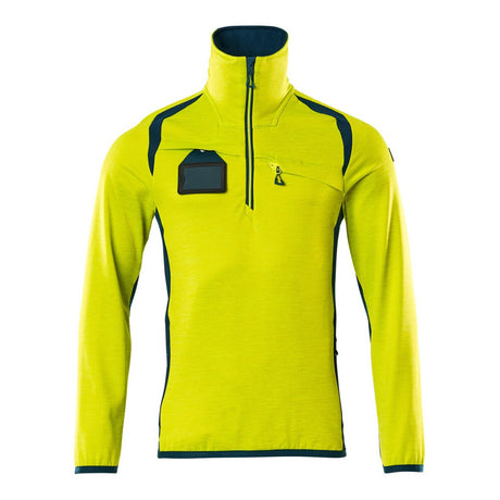 Mascot Accelerate Safe Microfleece Jacket with Half Zip #colour_hi-vis-yellow-dark-petroleum