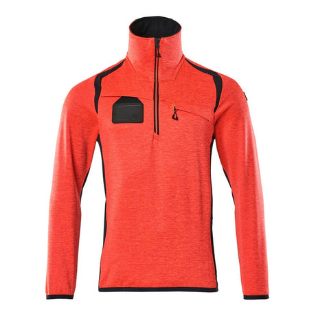 Mascot Accelerate Safe Microfleece Jacket with Half Zip #colour_hi-vis-red-dark-navy