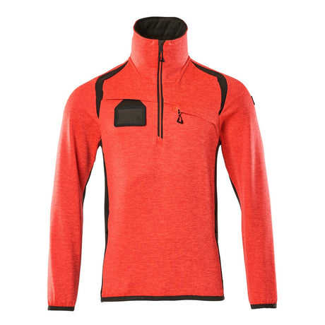 Mascot Accelerate Safe Microfleece Jacket with Half Zip #colour_hi-vis-red-dark-anthracite