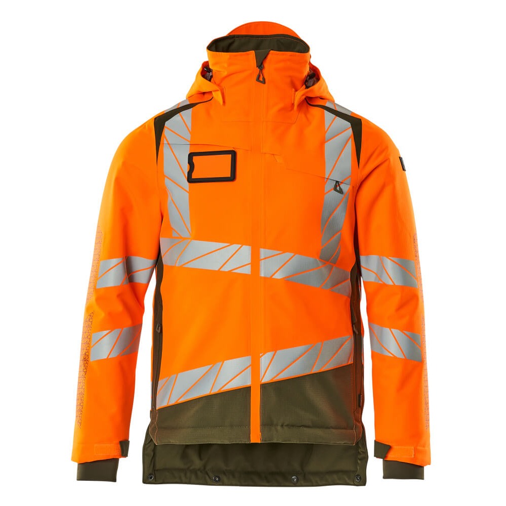 Mascot Accelerate Safe Winter Jacket with CLIMascot #colour_hi-vis-orange-moss-green