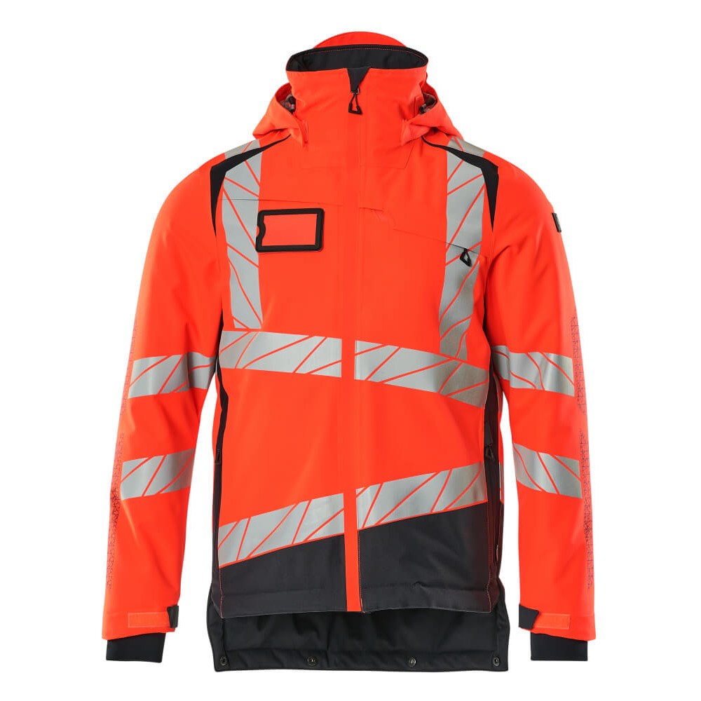 Mascot Accelerate Safe Winter Jacket with CLIMascot #colour_hi-vis-red-dark-navy
