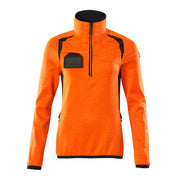 Mascot Accelerate Safe Ladies Half Zip Microfleece #colour_hi-vis-orange-dark-navy