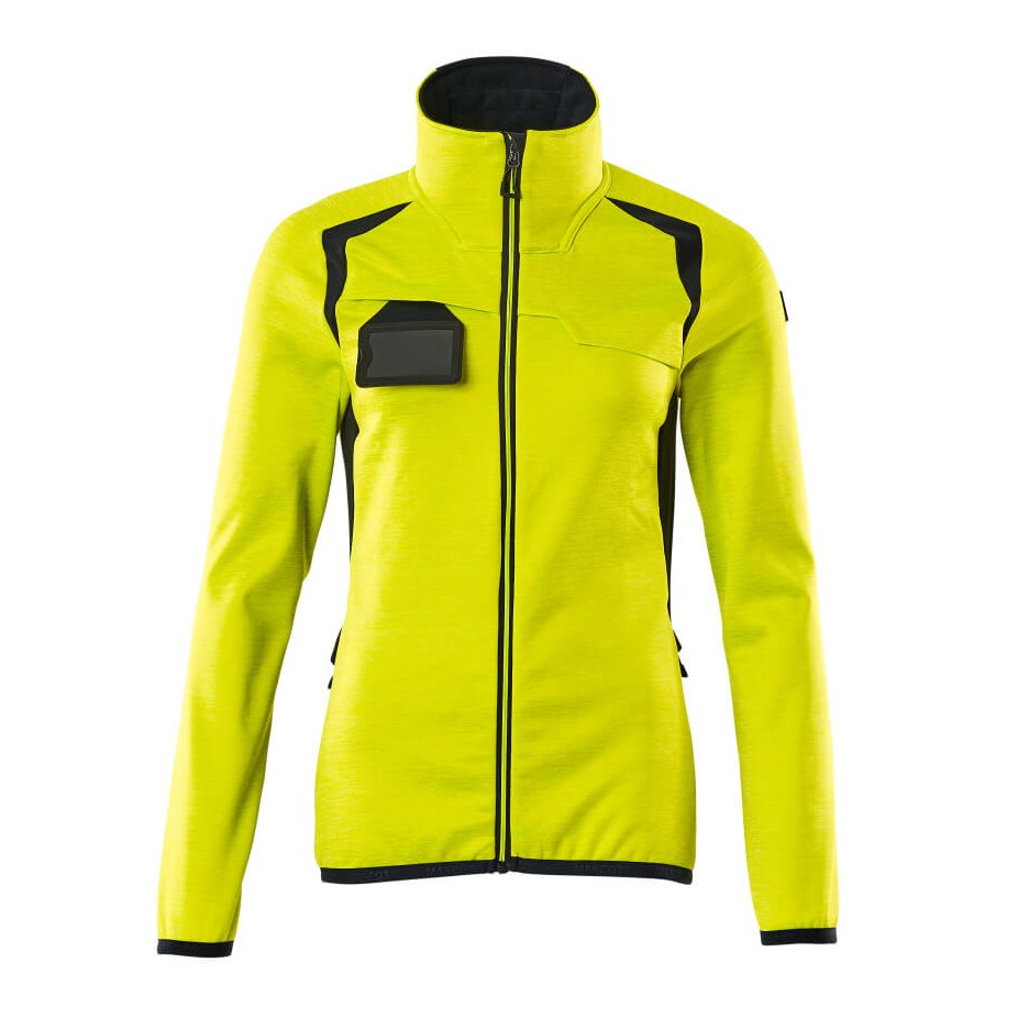 Mascot Accelerate Safe Ladies Microfleece Jacket with Zipper #colour_hi-vis-yellow-dark-navy