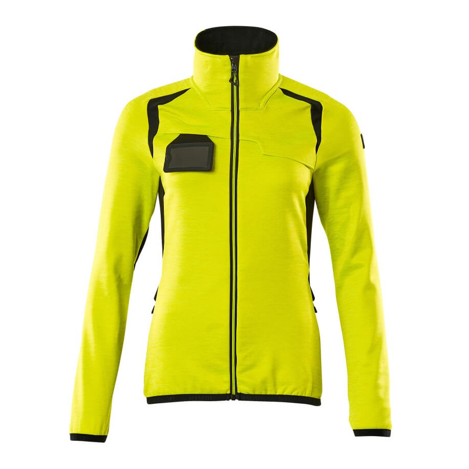 Mascot Accelerate Safe Ladies Microfleece Jacket with Zipper #colour_hi-vis-yellow-black