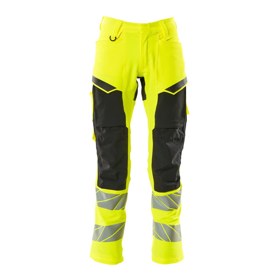 Mascot Accelerate Safe Trousers with Kneepad Pockets - Hi-Vis Yellow/Black #colour_hi-vis-yellow-black