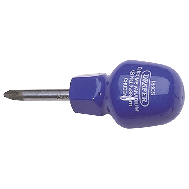Draper No 2 x 38mm Cross Slot Cabinet Pattern Chubby Screwdriver (Sold Loose)