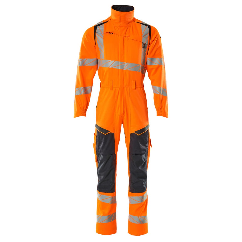 Mascot Accelerate Safe Boilersuit with Kneepad Pockets #colour_hi-vis-orange-dark-navy