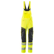 Mascot Accelerate Safe Bib & Brace with Kneepad Pockets - Hi-Vis Yellow/Black #colour_hi-vis-yellow-black
