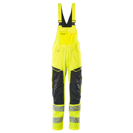 Mascot Accelerate Safe Bib & Brace with Kneepad Pockets - Hi-Vis Yellow/Black #colour_hi-vis-yellow-black