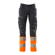 Mascot Accelerate Safe Trousers with Kneepad Pockets - Dark Navy/Hi-Vis Orange #colour_dark-navy-hi-vis-orange