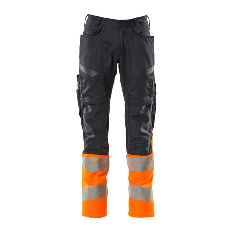 Mascot Accelerate Safe Trousers with Kneepad Pockets - Dark Navy/Hi-Vis Orange #colour_dark-navy-hi-vis-orange