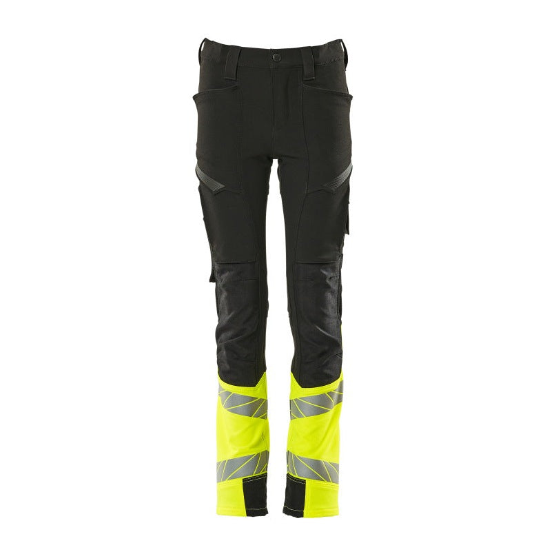 Mascot Accelerate Safe Junior Ultimate Stretch Trousers #colour_black-hi-vis-yellow