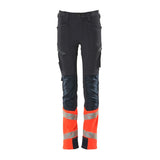 Mascot Accelerate Safe Junior Ultimate Stretch Trousers #colour_dark-navy-hi-vis-red