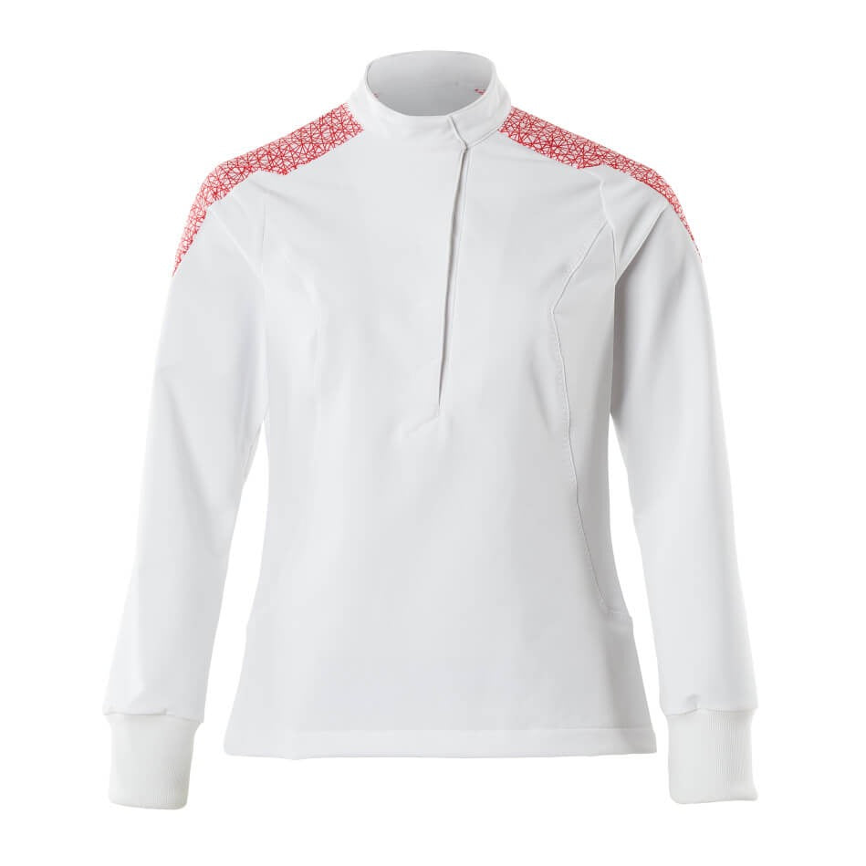 Mascot Food & Care Ladies Fit Ultimate Stretch Smock #colour_white-traffic-red