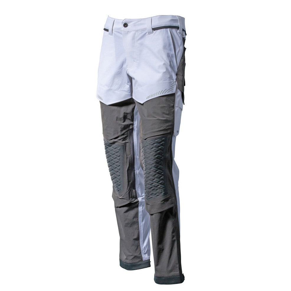 Mascot Customized Stretch Trousers with Kneepad Pockets #colour_white-stone-grey