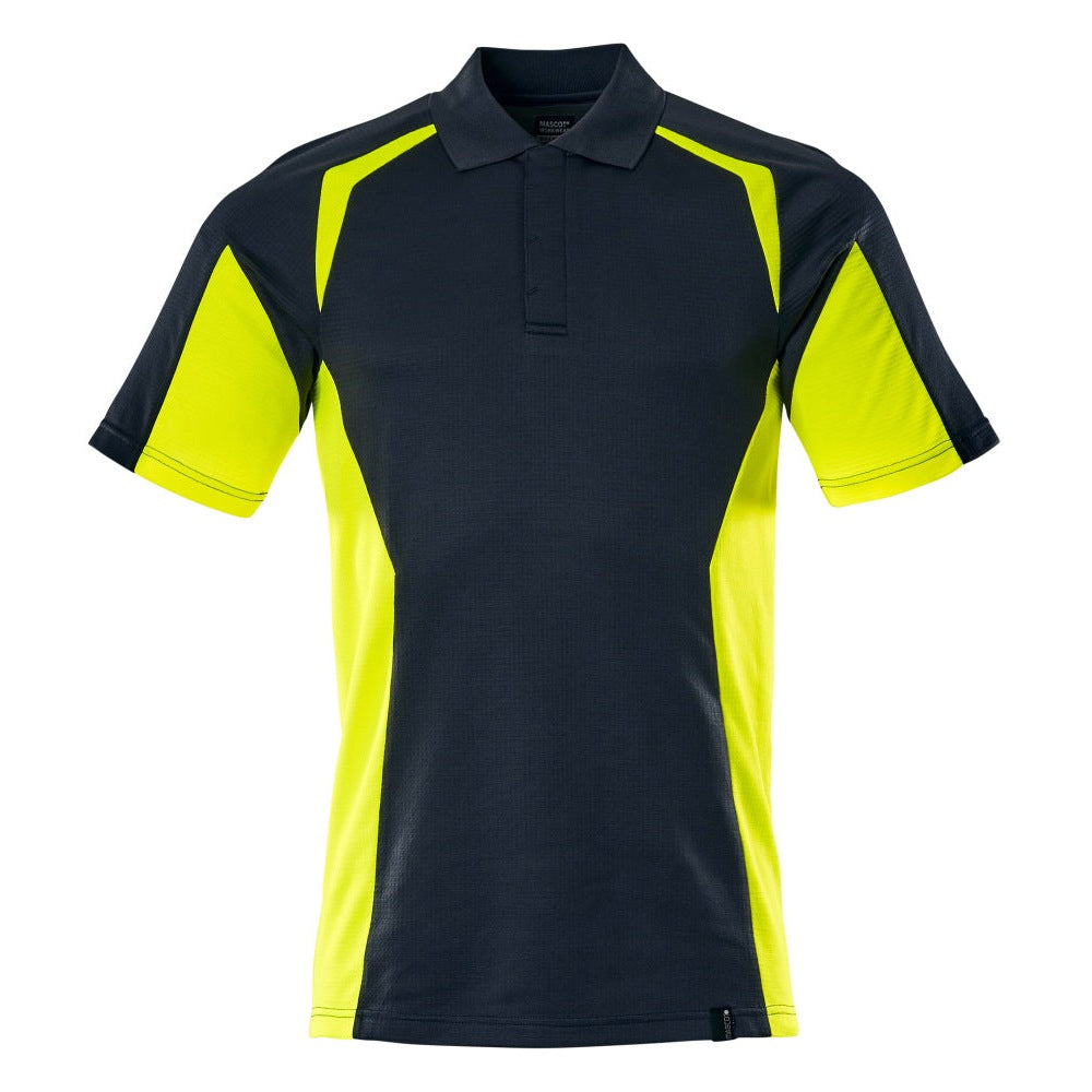 Mascot Accelerate Safe Modern Fit Polo Shirt #colour_dark-navy-hi-vis-yellow