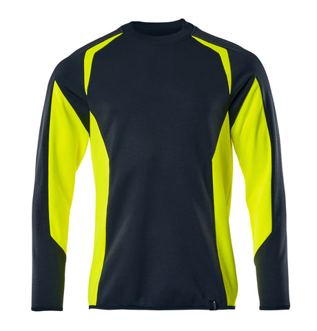 Mascot Accelerate Safe Modern Fit Sweatshirt #colour_dark-navy-hi-vis-yellow