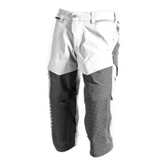 Mascot Customized Craftsmen's 3/4 Trousers with Kneepad Pockets - White/Stone Grey #colour_white-stone-grey
