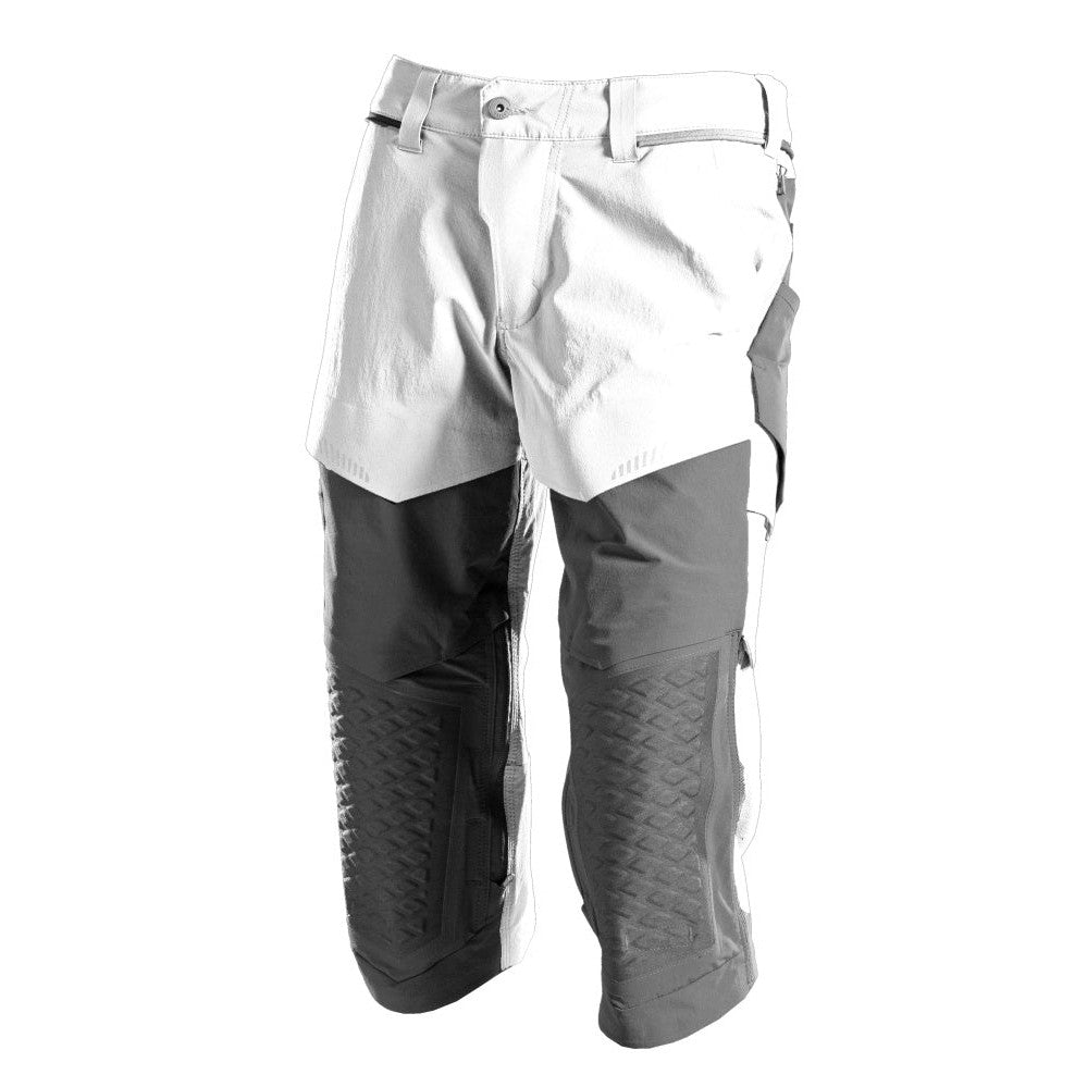 Mascot Customized Craftsmen's 3/4 Trousers with Kneepad Pockets - White/Stone Grey #colour_white-stone-grey