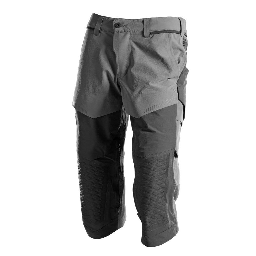 Mascot Customized Craftsmen's 3/4 Trousers with Kneepad Pockets - Stone Grey/Black #colour_stone-grey-black