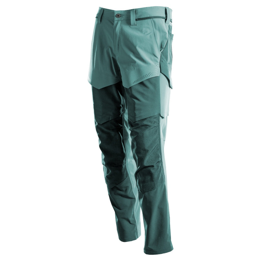 Mascot Customized Stretch Trousers with Kneepad Pockets - Light Forest Green/Forest Green #colour_light-forest_green-forest-green