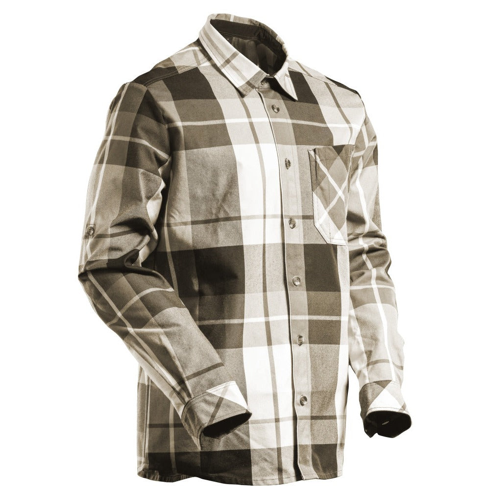 Mascot Customized Checked Flannel Shirt #colour_dark-sand-checked