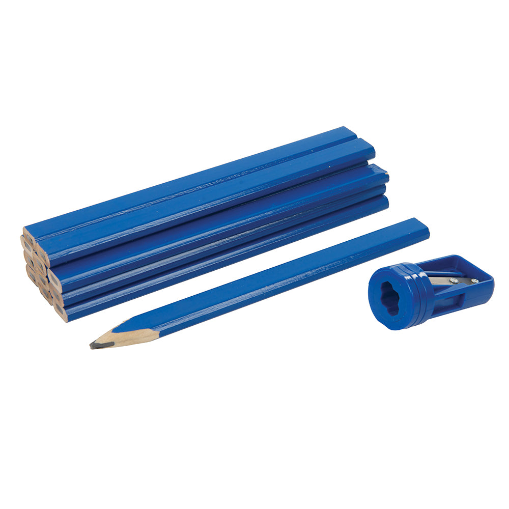 Silverline Carpenters Pencils & Sharpener Set 13Pce