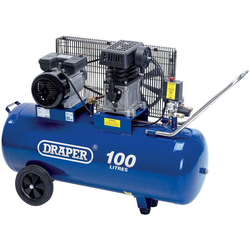 Draper 100L Belt-Driven Air Compressor (2.2kW)