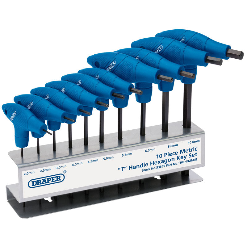 Draper Metric T-Handle Hexagon Key Set (10 Piece)