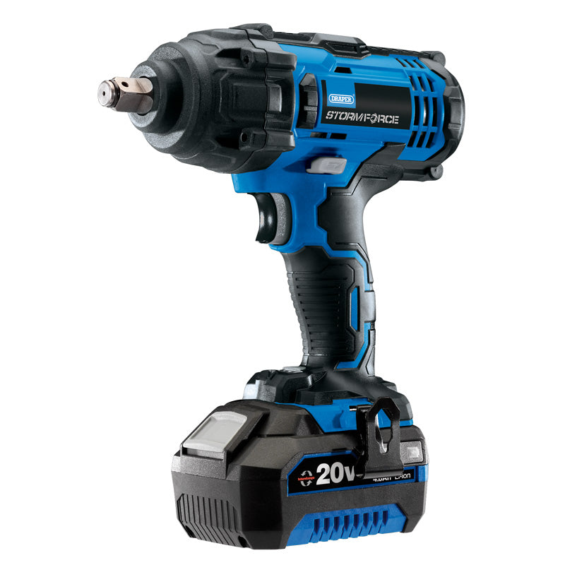Draper Storm Force&#174; 20V 1/2" Mid-Torque Impact Wrench with 1 x 4Ah Battery and Charger (400Nm)