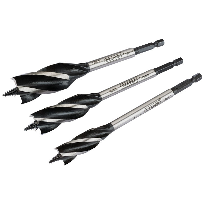 Draper 4 Fluted 165mm Auger Bit Set (3 Piece)