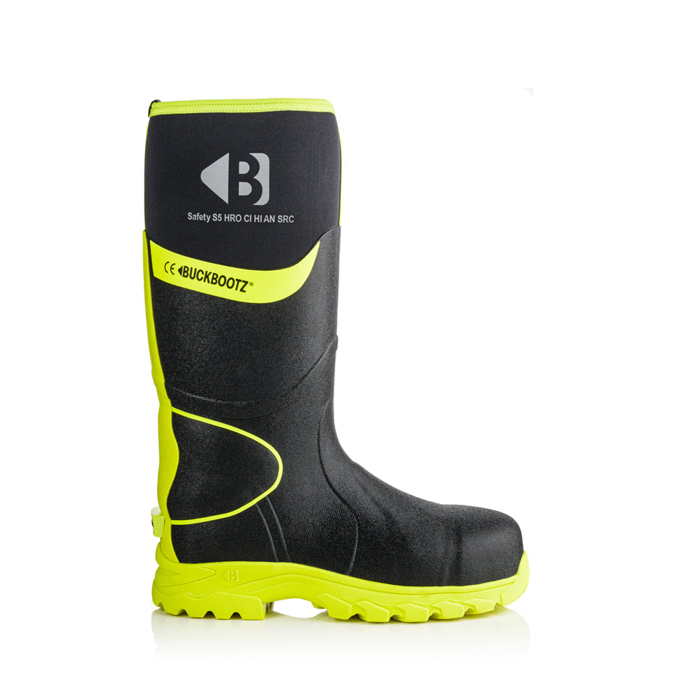 Buckbootz BBZ8000 High Visibility Neoprene/Rubber Safety Wellington Boots