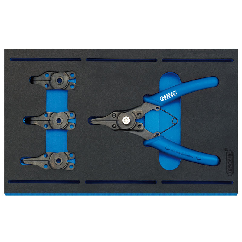 Draper Interchangeable Circlip Plier Set in 1/4 Drawer EVA Insert Tray (5 Piece)