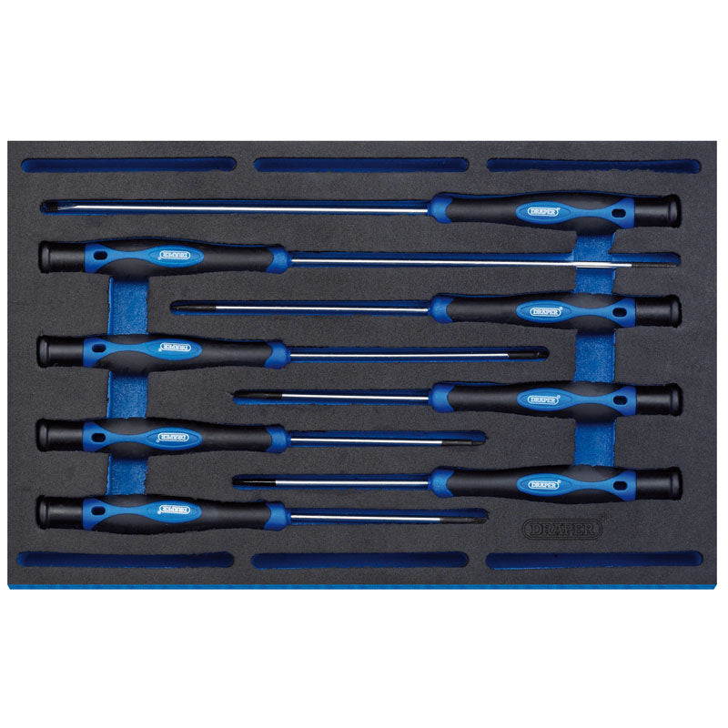 Draper Extra Long Precision Screwdriver Set in 1/4 Drawer EVA Insert Tray (8 Piece)