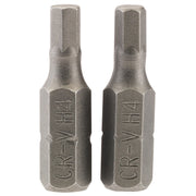 Draper 4mm 1/4" Hex. Hexagonal Insert Bit 25mm Long x 2