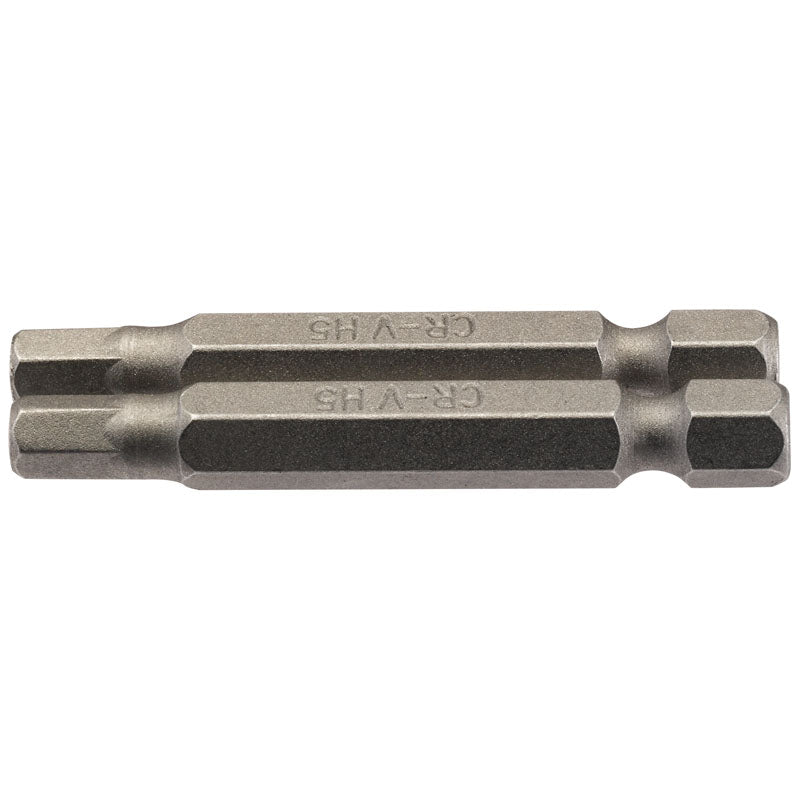 Draper 5mm 1/4" Hex. Hexagonal Insert Bit 50mm Long x 2